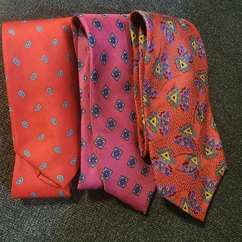 Lot 3 Vintage Robert Talbot Hand-sewn Silk Tie LA Country Club,‎ Shupp & Snyder